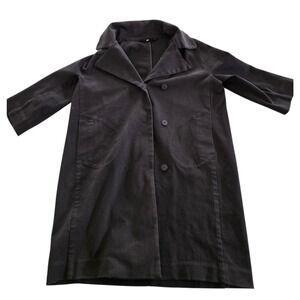 Womens Jarbo 3 Button Snap Collared Coat 3/4 Sleeve Black Clean Size 36 US Small